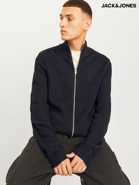 Sininen - Jack & Jones Knitted Zip-up Cardigan (AU8095) | €55