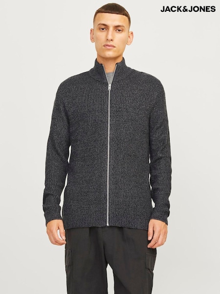 Harmaa - Jack & Jones Knitted Zip-up Cardigan (AU8108) | €55