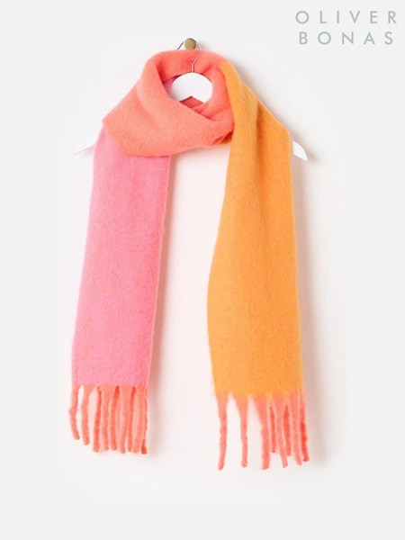 Oliver Bonas Orange and Pink Colour Block Heavyweight Scarf (AU8226) | €20
