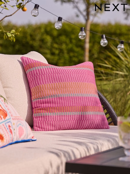 Multi Bright Jacquard Stripe Indoor Outdoor Cushion (AU8249) | €25