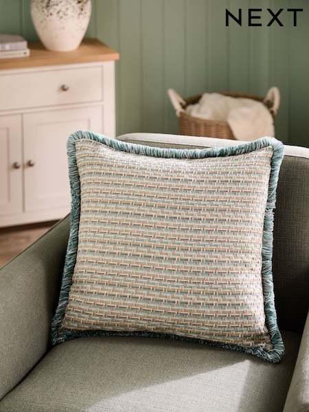Woven Semi Plain Fringe Cushion (AU8257) | €25
