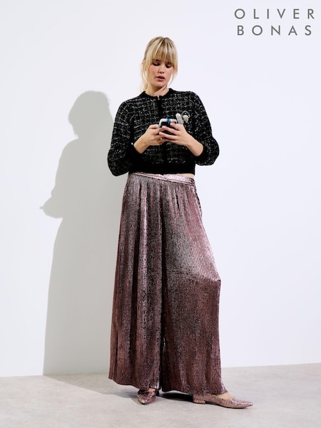 Oliver Bonas Metallic Plisse Wide Leg Trousers (AU8272) | 50 €