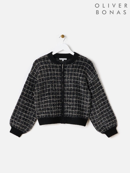 Oliver Bonas Sparkly Checked Bomber Jacket (AU8274) | 292 LEI