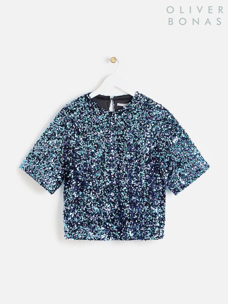 Oliver Bonas Tonal Sequin T-Shirt (AU8327) | €33