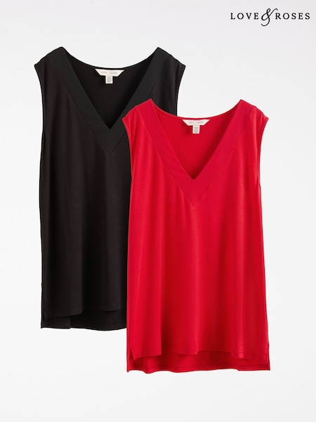 Love & Roses V-Neck Jersey Vest (AU8395) | 223 LEI