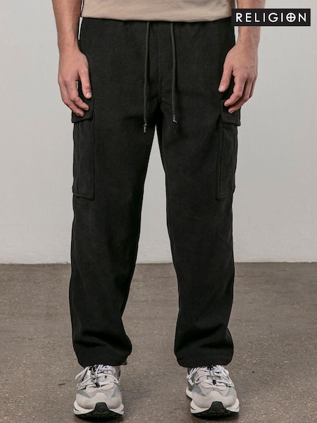 Religion Black 100% Cotton Corduroy Lounge Trousers (AU8469) | €53