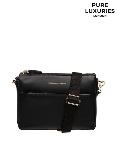 Pure Luxuries London Kerry Leather Cross Body Black Bag (AU8537) | $103