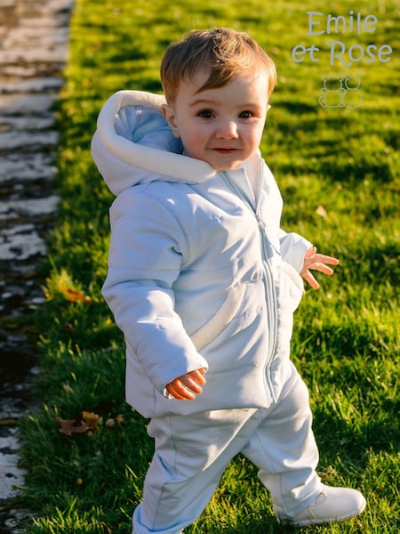 Emile Et Rose Blue Ivory Faux Fur Hood And Pocket Trim Microfibre Jacket (AU8545) | ‏154 د.إ.‏