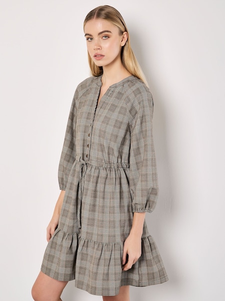 Apricot Grey Heritage Check Ruffle Hem Dress (AU8561) | €30