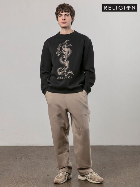 Religion Black 100% Cotton Xray Skel N Snake Sweater (AU8604) | €78