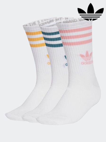 adidas Originals White/Green Mid Cut Crew Socks 3 Pack (AU8619) | €15.50