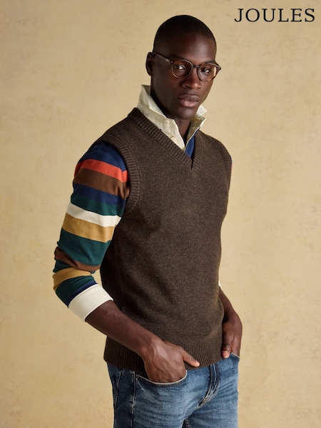 Joules Highland Brown Knitted Tank Top (AU8646) | R$ 545