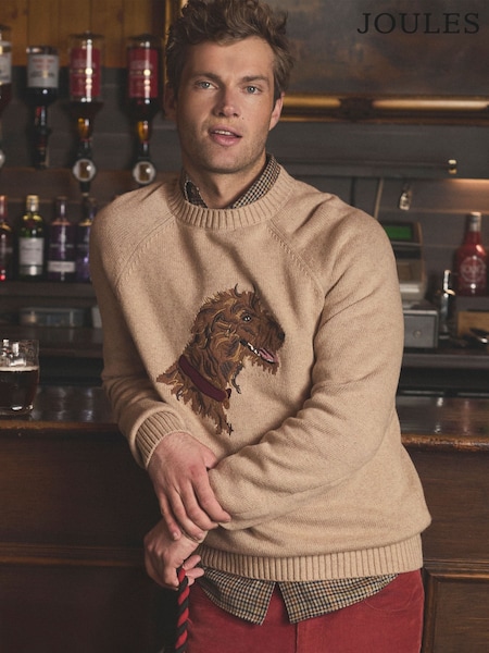 Irish Wolf Hound Oatmeal Crew Neck Jumper (AU8673) | €98