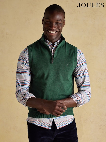Hillside Green Quarter Zip Knitted Tank Top (AU8676) | €64