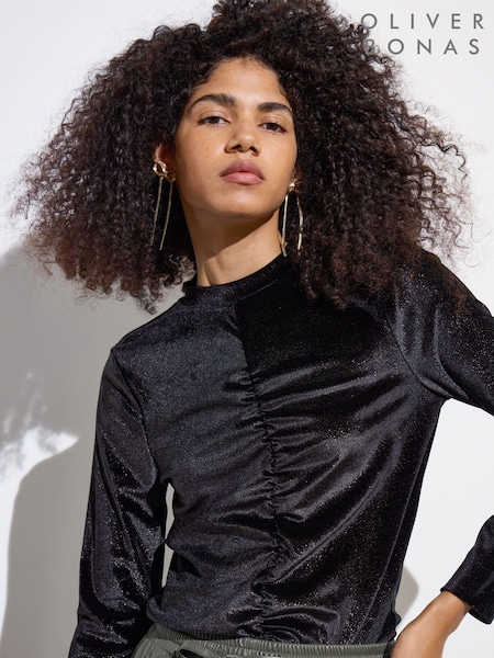 Oliver Bonas Velvet Glitter Long Sleeve Top (AU8706) | €36