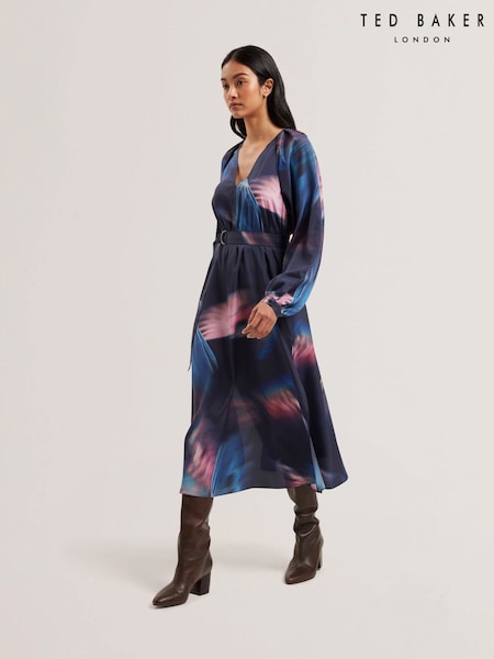Ted Baker Arade Printed Belted Midi Dress (AU8707) | €237