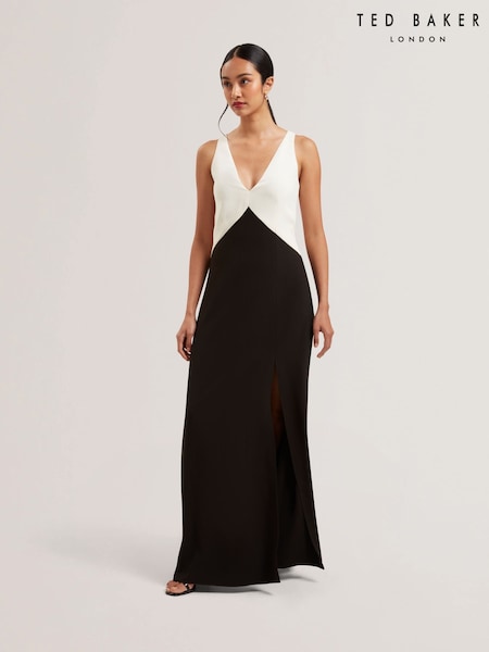 Ted Baker Sucre Contrast Paneling Midi Side Slit Dress (AU8719) | €264