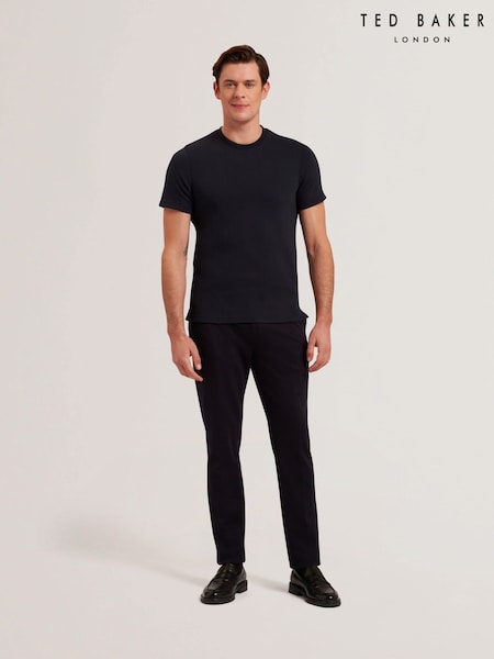 Ted Baker Blue Ontso Short Sleeve Regular Herringbone T-Shirt (AU8721) | 350 QAR