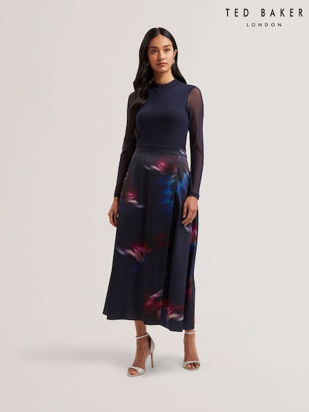 Ted Baker Lilabel Mesh Top Printed Skirt Midi Dress (AU8732) | 279 €