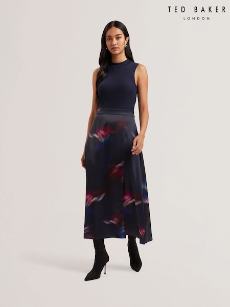 Ted Baker Blue Marlyee Jersey High Neck Top Printed Midi Skirt (AU8736) | 10,754 UAH