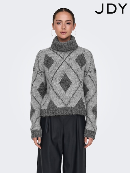JDY Black Long Sleeve Jacquard Knitted Jumper (AU8745) | ₪176