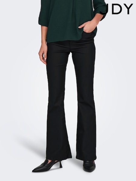 JDY Black High Waisted Coated Flared Jeans (AU8746) | ₪176