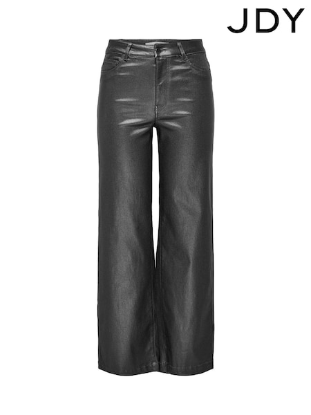 JDY Grey High Waisted Wide Leg Metallic Coated Jeans (AU8752) | ₪226