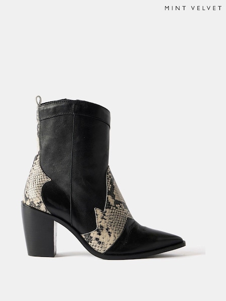 Mint Velvet Black Snake Panel Cowboy Boots (AU8905) | €102