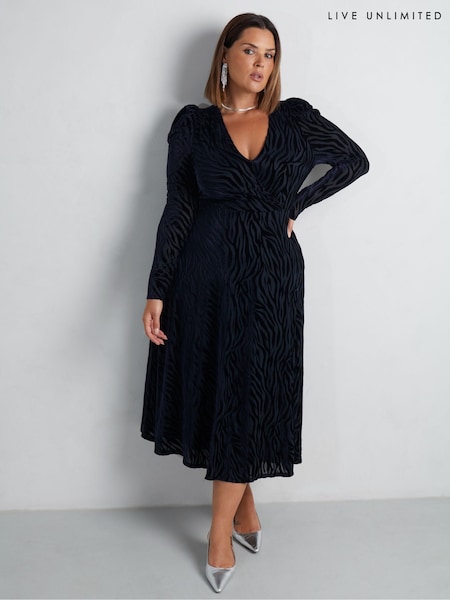 Live Unlimited Curve Zebra Burnout Puff Sleeve Dress (AU8930) | €79