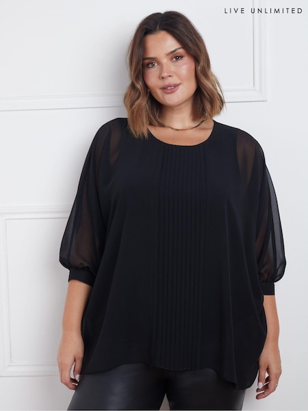 Live Unlimited Black Pleat Front Top (AU8946) | €50