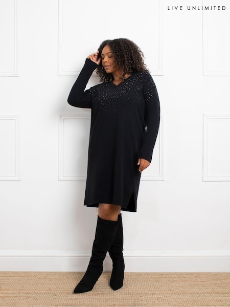 Live Unlimited Stud V-Neck Jumper Dress (AU8952) | €65