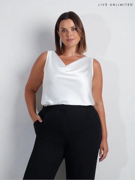 Live Unlimited White Satin Cowl Neck Vest (AU8963) | €37