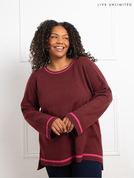 Live Unlimited Red Contrast Stripe Jumper (AU8966) | €45