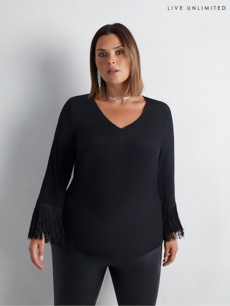 Live Unlimited Black Fringe Top (AU8972) | €70