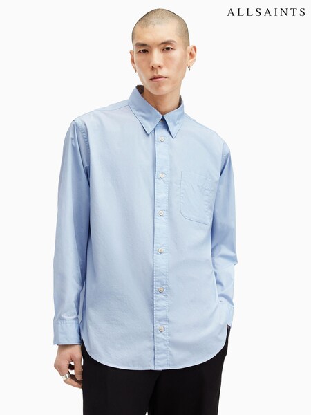 AllSaints Blue 100% Organic Cotton Sutta Long Sleeve Shirt (AU8982) | €65