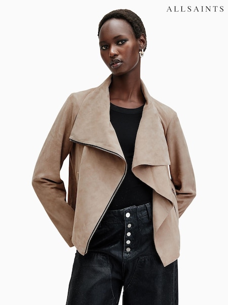 AllSaints Grey Freya Suede Jacket (AU8984) | €565