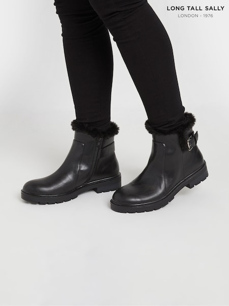 Long Tall Sally Faux Fur Lined Biker Boots (AU8987) | 521 LEI