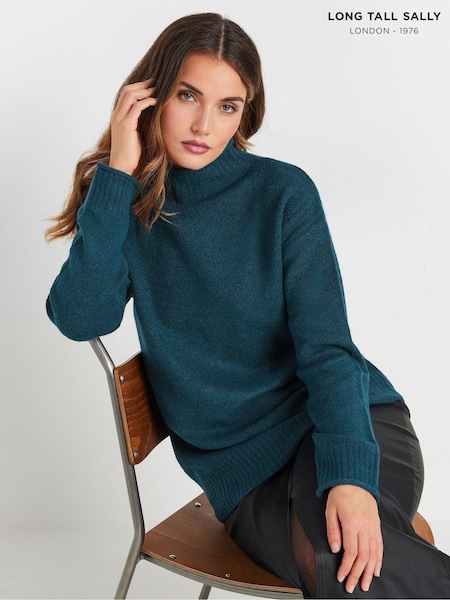 Long Tall Sally Blue Funnel Neck Jumper (AU8989) | AED192