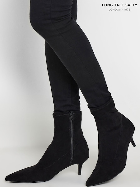 Long Tall Sally Black Pointed Kitten Boots (AU8999) | AED174