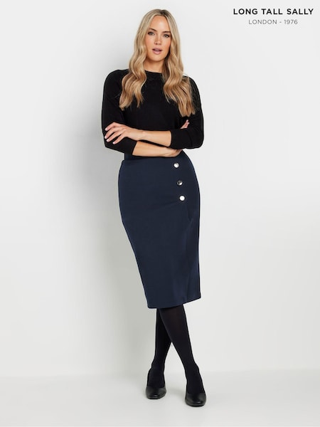 Long Tall Sally Blue Side Wrap Tailored Skirt (AU9009) | €47