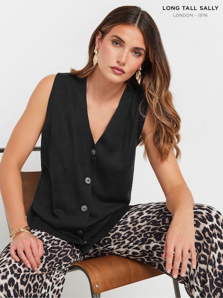 Long Tall Sally Black Button Through Vest Jumper (AU9022) | €37