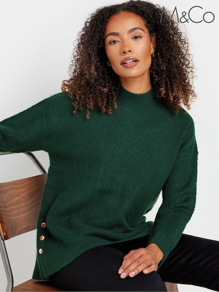 M&Co Green Chevron Stitch Jumper (AU9076) | ₪196