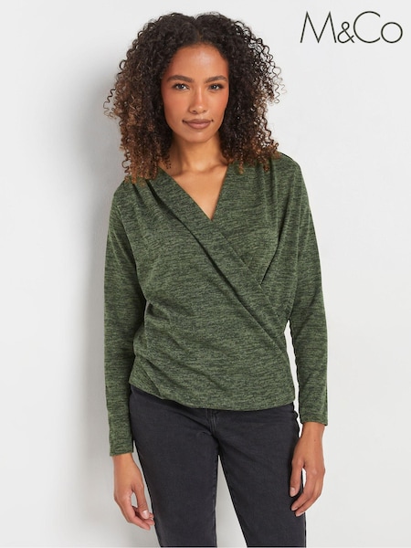 M&Co Green Wrap Over Jumper (AU9081) | ₪151