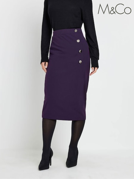 M&Co Petite Button Detail Midi Skirt (AU9084) | ‏181‏₪