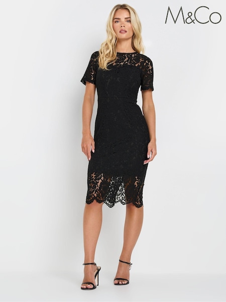 M&Co Black Petite Lace Sweetheart Dress (AU9102) | €123
