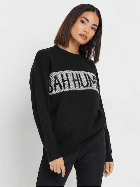 PixieGirl Petite Black Bah Humbug Christmas Jumper (AU9185) | $51