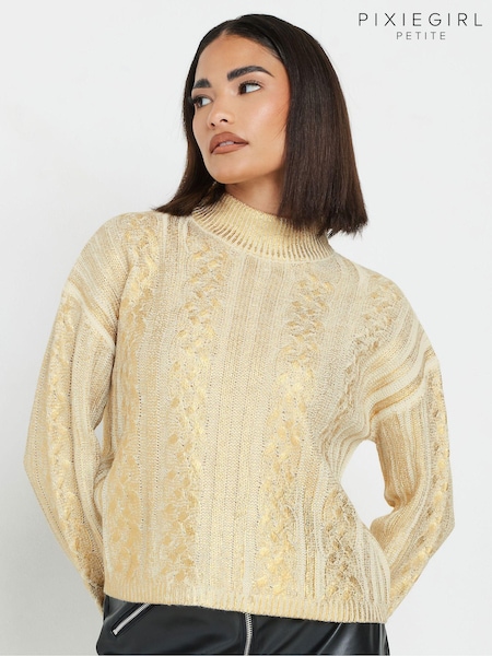 PixieGirl Petite Gold Metallic Cable Jumper (AU9186) | $78