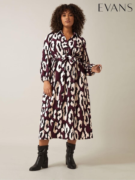 Evans Red Half Placket Dress With Gold Button (AU9192) | $73