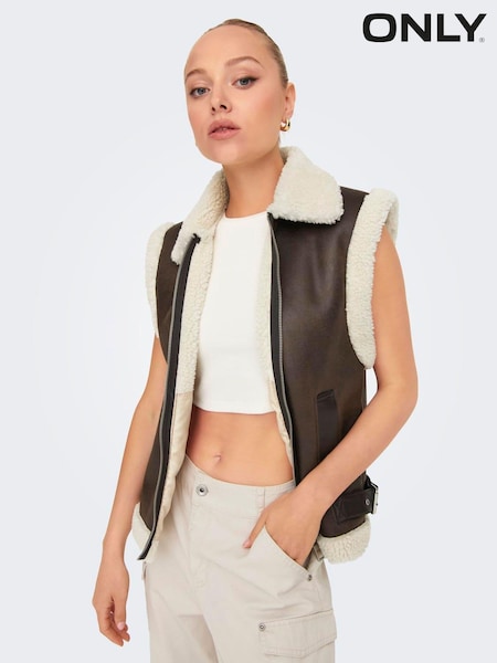 ONLY Teddy Lined Aviator Gilet (AU9204) | €32