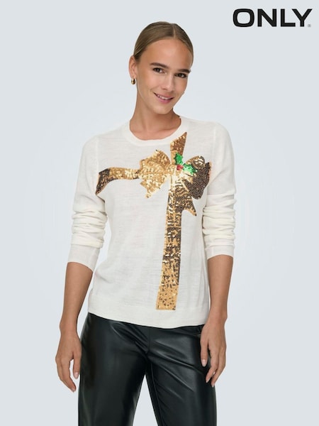 Only Sequin Bow Knitted Christmas Jumper (AU9218) | ‏9 ر.ع.‏